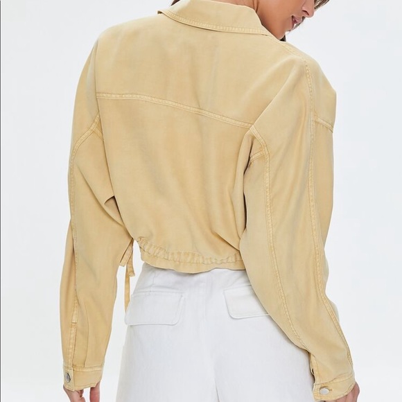 Cropped Drawstring Twill Jacket - Picture 2 of 5